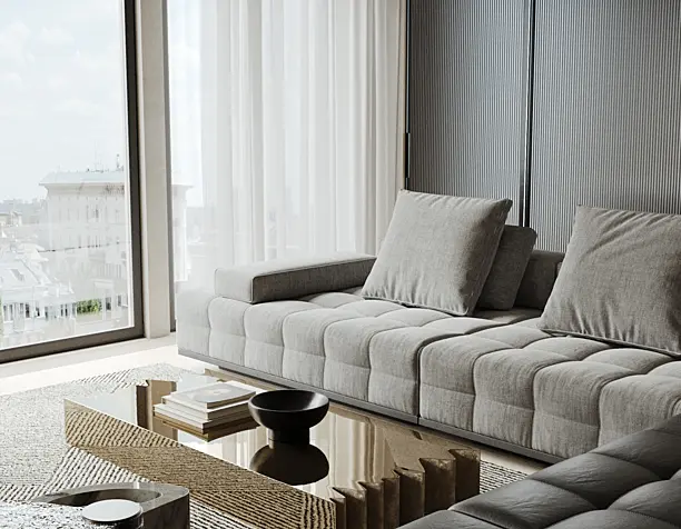 Living room with kitchen