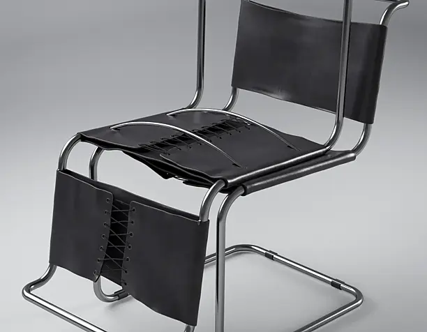 Marcel Breuer chairs model B33 black leather edition Gavina 1960
