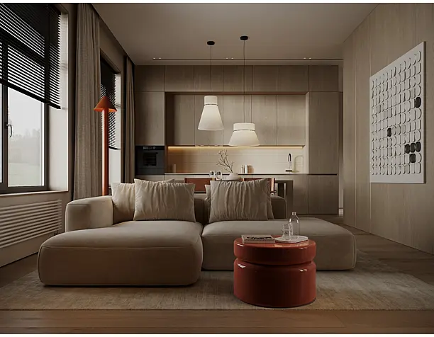 Modern kitchen living room