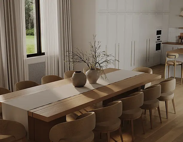 Warm Serenity: Kitchen & Living Open Space