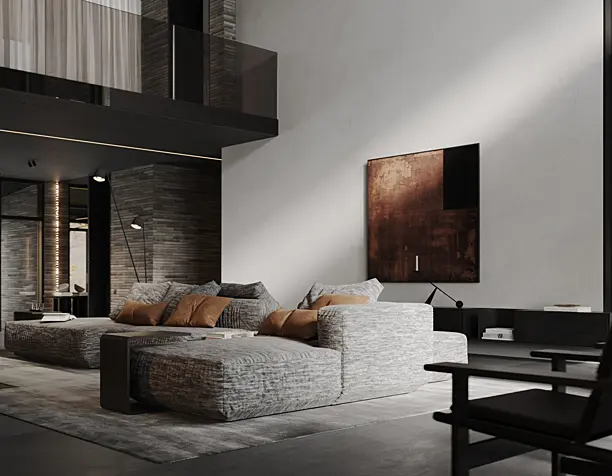 Living room with fireplace