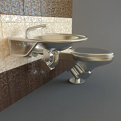 Metaal Basin & Toilet