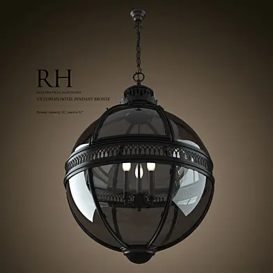 RH VICTORIAN HOTEL PENDANT BRONZE