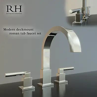 Modern deckmount roman tub faucet set