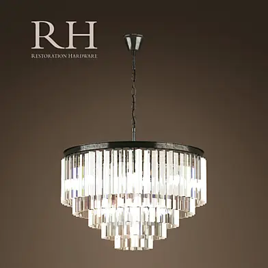RH/ 1920S ODEON GLASS FRINGE 5-RING CHANDELIER