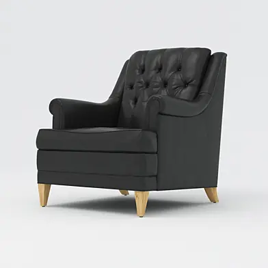 Vintage Mid Century Black Naugahyde Club Chair