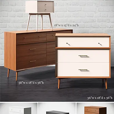 Mid-Century Dressers+Nightstand
