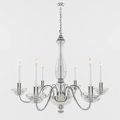Visual Comfort E.F. Chapman King George 6 Light Chandelier in Crystal with Polished Silver CHC1142CG