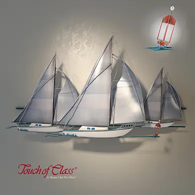 Touch Of Class, "At the Races Sailboat" Metal Wall Sculpture
