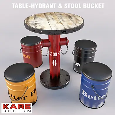 Стол-гидрант и бочки стулья KARE design