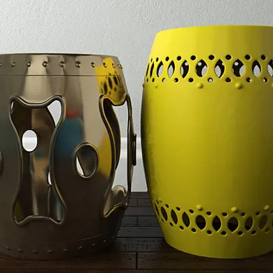 Brass & Ceramic Garden Stools