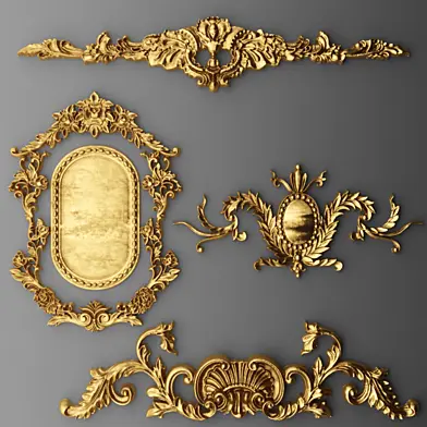 Лепнина, картуш, корона.  Лепнина, luxury, золотой декор, резьба, лепка, лепной, корона, картуш, набор, классическая