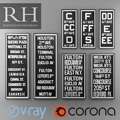RH SUBWAY SIGN ART SET