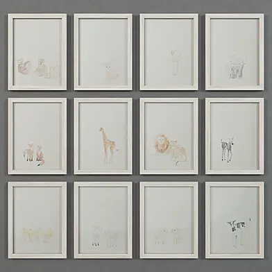 Restoration Hardware watercolor animal illustrations