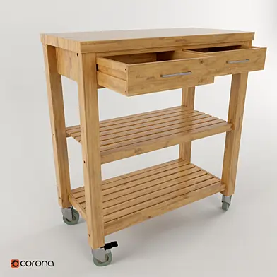 Rubber Wood Kitchen Trolley Cart