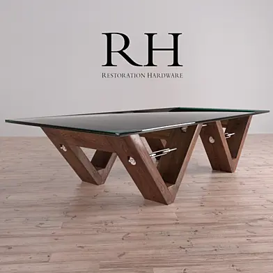 КОФЕЙНЫЙ СТОЛИК RECLAIMED WOOD & GLASS V-FORM