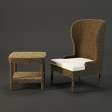 Almeco BUCHINGHAM rattan table and chair