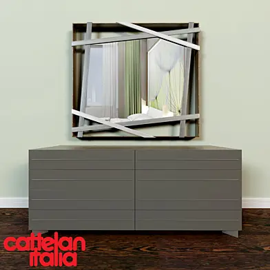 Зеркало Cattelan Rebus (122x122x10) + камод DYNO (150x52x70)