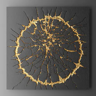 Декор для стены. Панель. 3D, декор для стены, картина, золото, люкс, luxury, декор, арт, современное искусство, абстракция, круги, трещины