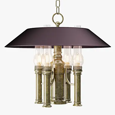 Vintage 1970s Tole Bouillotte-Style Chandelier  Pariscope Design