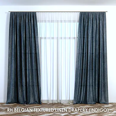 RH Belgian drapery indigo