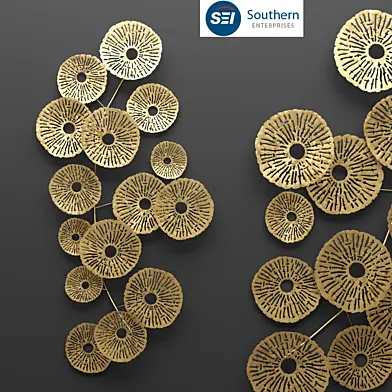 Southern Enterprises Aura Abstract Wall Sculpture золотой настенный металлический арт декор, luxury, люкс, абстракция, цветы, панно