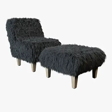 Westie Accent Chair and Westie Accent Ottoman - Gray