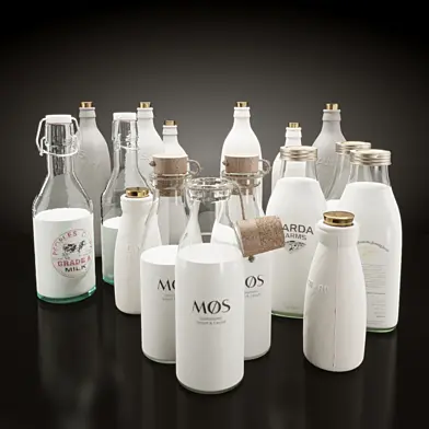 Milk bottles set