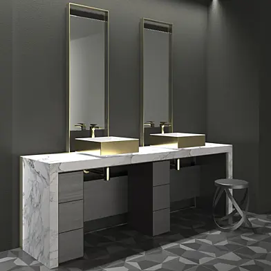 ZEN BATHROOM FURNITURE GOLD + CAPPELLINI RIBBON LOW