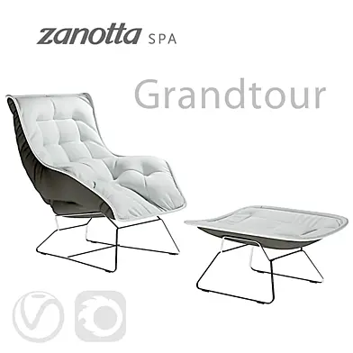 Zanotta Grandtour Armchair with pouf (vray+corona)