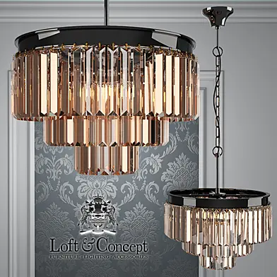 Люстра RH 1920s Odeon Smoke Glass Fringe Chandelier - 3 rings