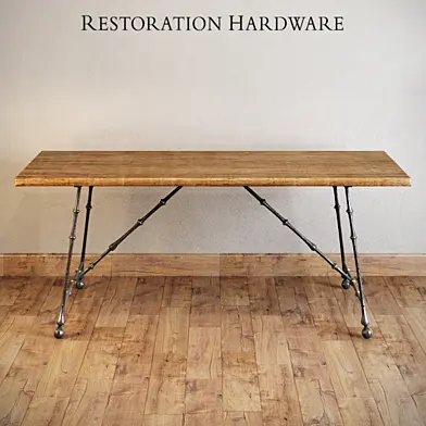 Restoration hardware oak & iron craftsman desk