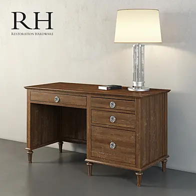 RESTORATION HARDWARE MAISON 55" DESK + RALPH LAUREN ALLEN TABLE LAMP