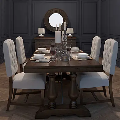 столовая группа от Pottery Barn и настольная лампа от Maytoni