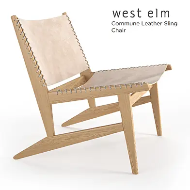 West Elm Commune Leather Sling Chair
