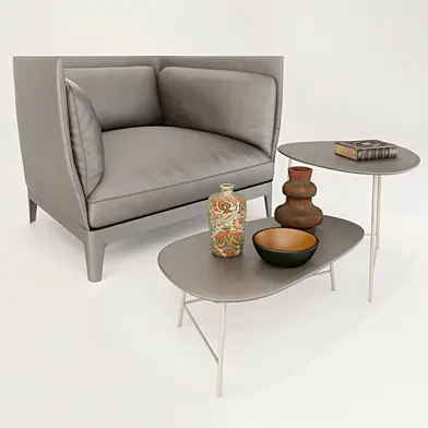 Armchair Alone Poltrona Frau + Coffee table Poltrona Frau SASSO