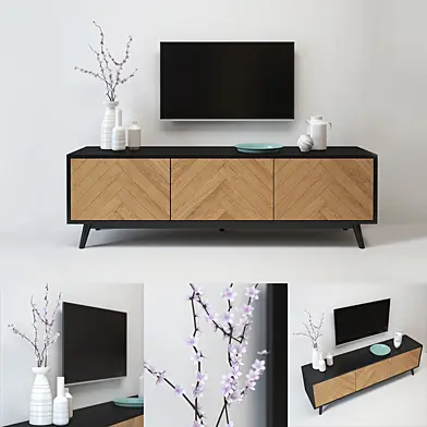 Chevron Oak Media Console