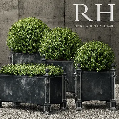Restoration Hardware versailles weathered zinc planters
