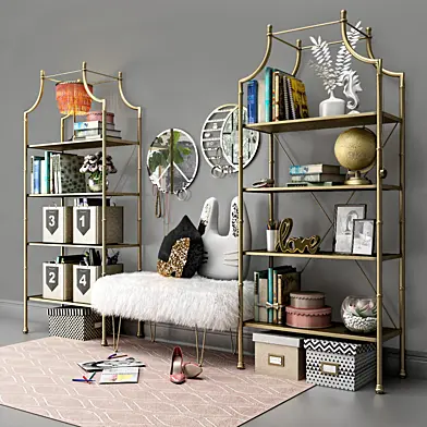 Книжные полки PBteen Maison с декором.
