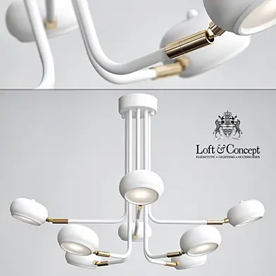 Curved Stix Chandelier 8 White