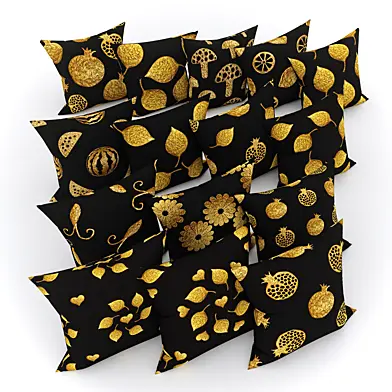 pillow set gold autumn