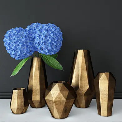 Faceted Metal Vases