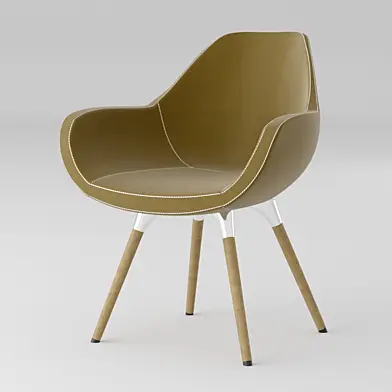 Brown fabric office chair on wood legs