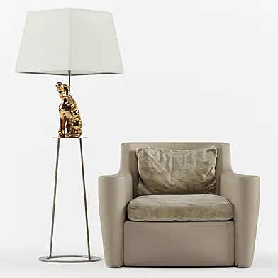 Leonida floor lamp and Giorgio armchair