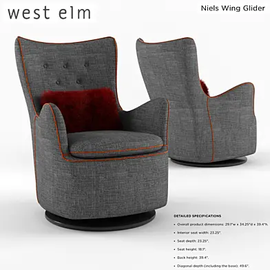 Westelm Niels Wing Glider Swivel Armchair