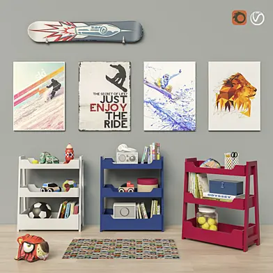 Toys and Small Bookcase ( 3 colors ) set 18