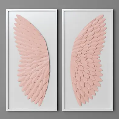 HAND-FOLDED PAPER ANGEL WING ART - PINK