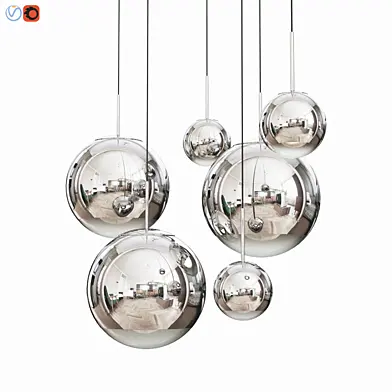 Mirror Ball Pendant Chrome Dinning Light Set