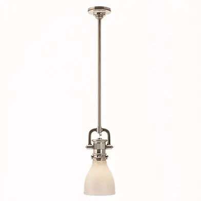 E. F. Chapman Traditional Yoke Mini Pendant (Polished Nickel With White Glass)
