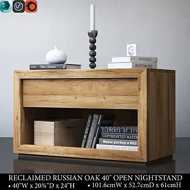 RECLAIMED RUSSIAN OAK 40in OPEN NIGHTSTAND